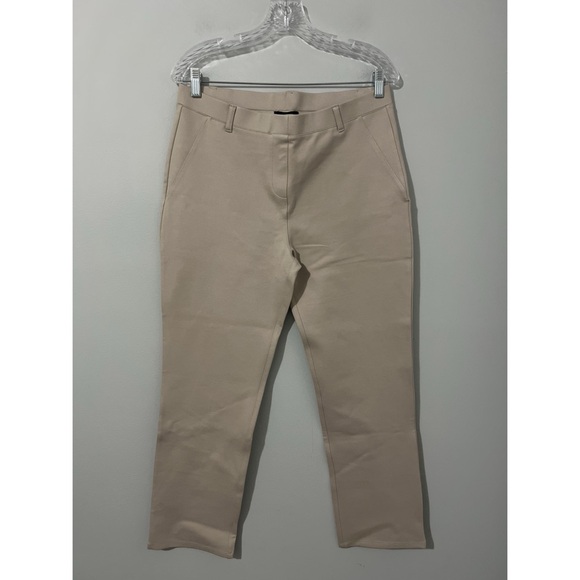 Quince Pants Women’s Large Petite LP Beige Ecru Ultra-Stretch Ponte Straight Leg - Picture 3 of 12